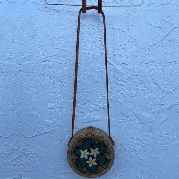 Pink Haley Rattan and Leather Strap Handmade with Love Bodybag Multicolor - Picture 5 of 16